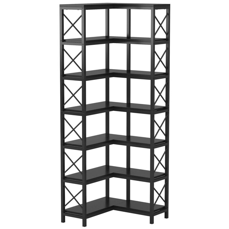 Corner Bookshelf, 7-Tier Tall Corner Bookcase Storage Display Rack - Image 11