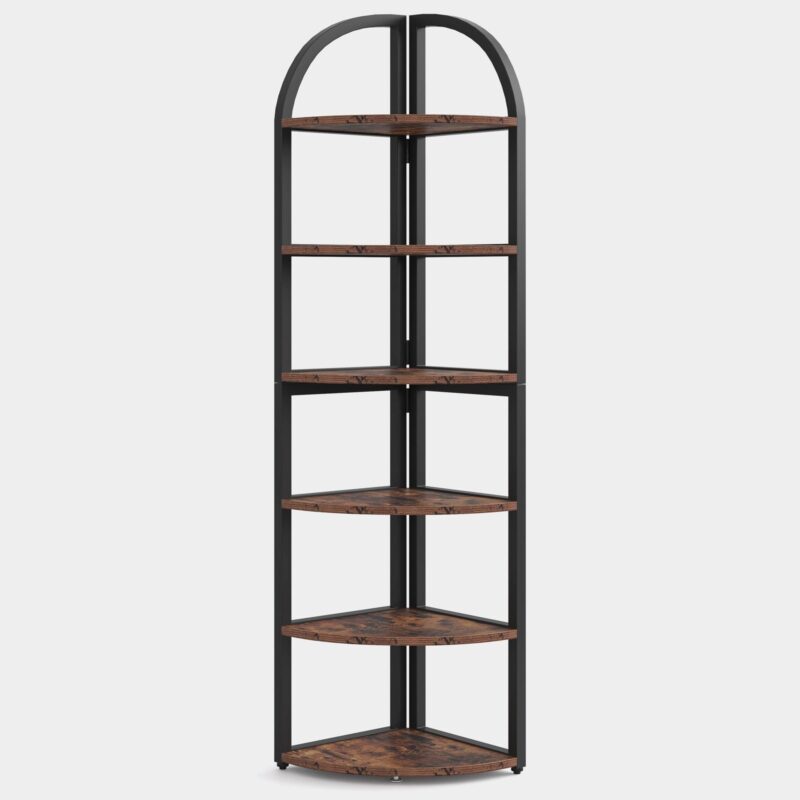 6 Tier Corner Shelf, 71 inch Tall Corner Bookshelf for Small Space - Image 2