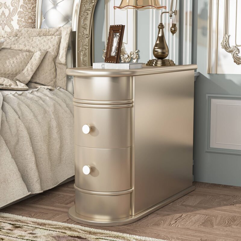 End Table, Sofa Bedside Narrow Accent Tables with 2 Drawers - Image 8