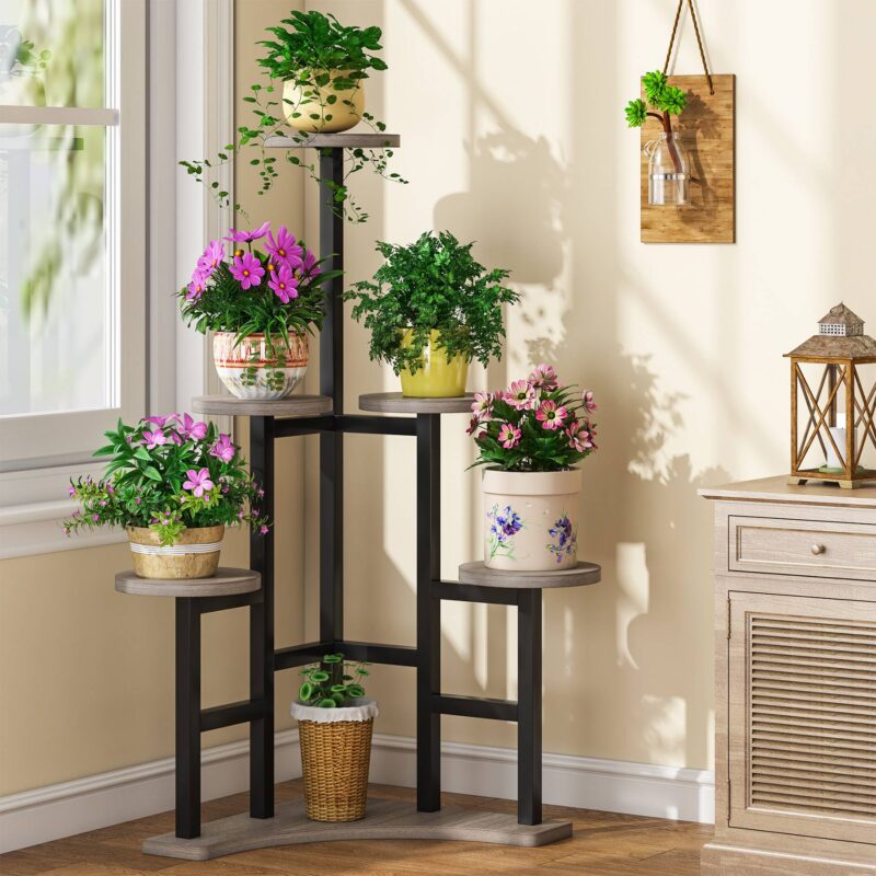 Corner Plant Stand Indoor, 6 Tiered Plant Shelf Flower Stand - Image 7