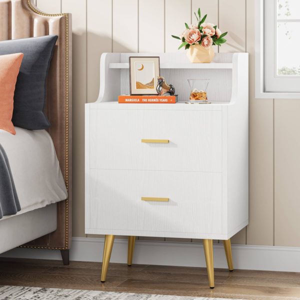 Nightstand, Modern Bedside Table with 2 Drawers