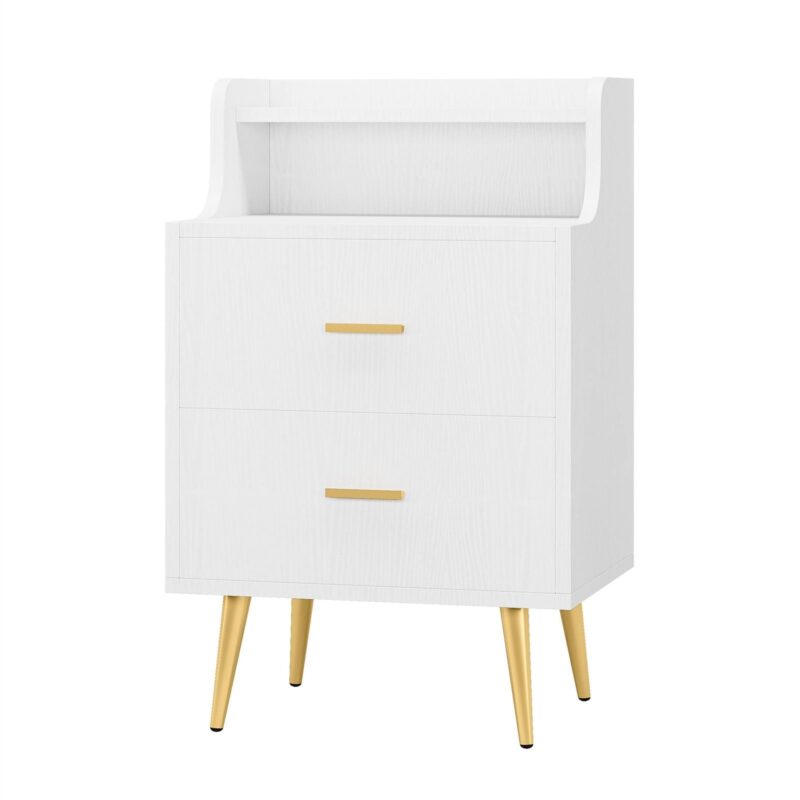 Nightstand, Modern Bedside Table with 2 Drawers - Image 2