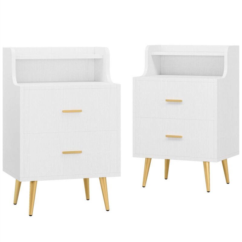 Nightstand, Modern Bedside Table with 2 Drawers - Image 8