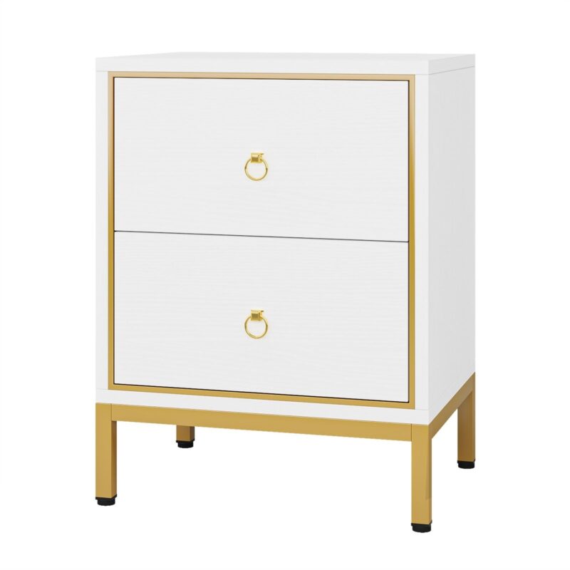 Nightstand, Modern End Bedside Table with 2 Drawers - Image 2