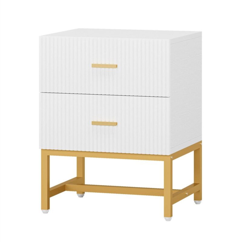 Nightstand, Modern Bed Side End Table with 2-Drawer - Image 2