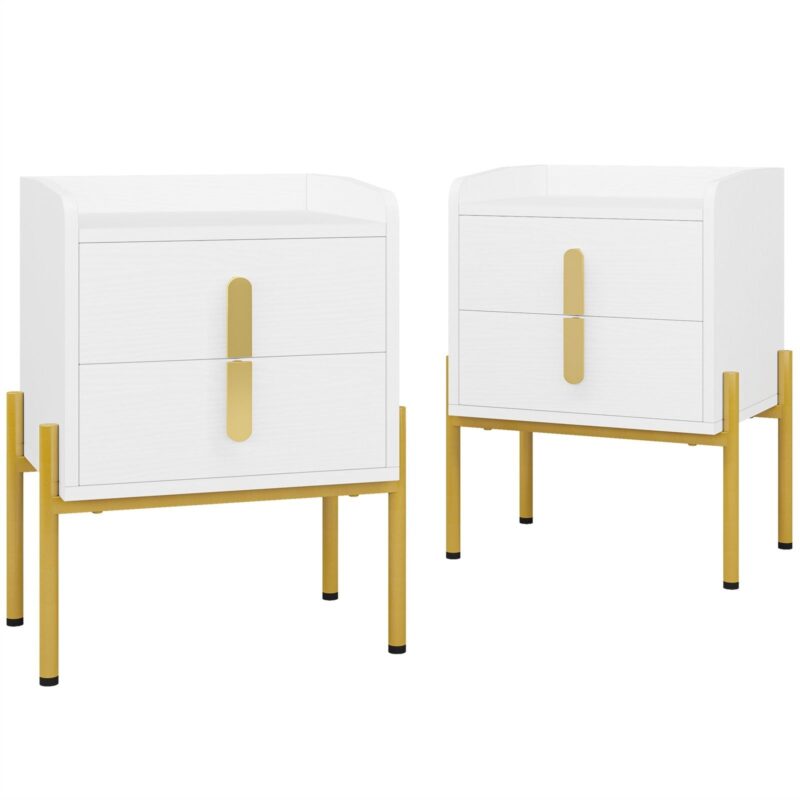 Nightstand, Modern Bedside End Sofa Table with 2 Drawers - Image 7