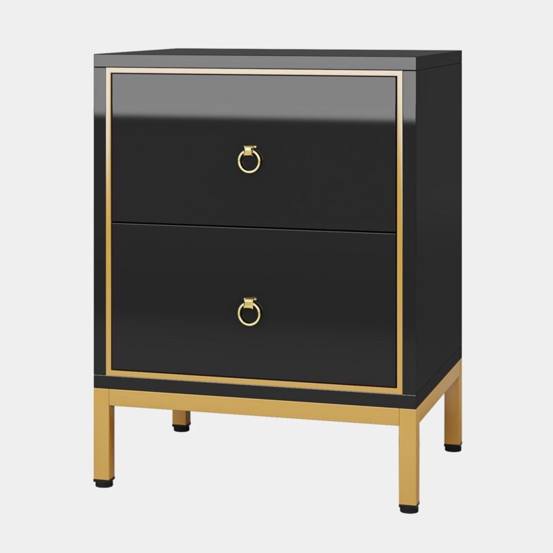 Nightstand, Modern End Bedside Table with 2 Drawers - Image 9