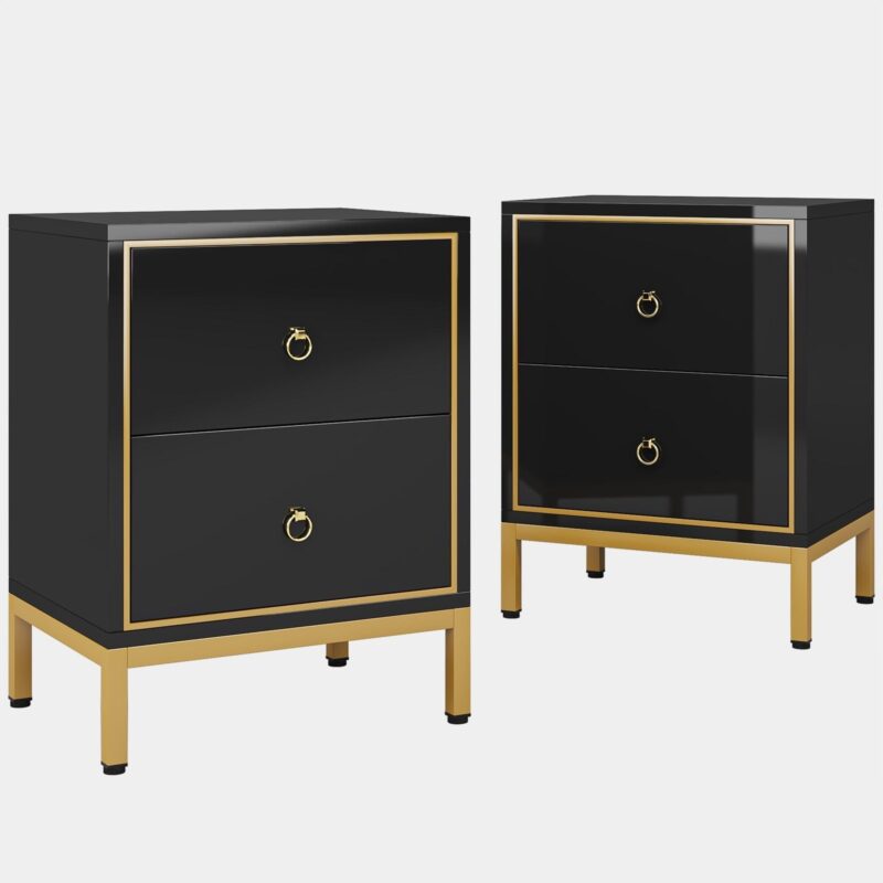 Nightstand, Modern End Bedside Table with 2 Drawers - Image 10