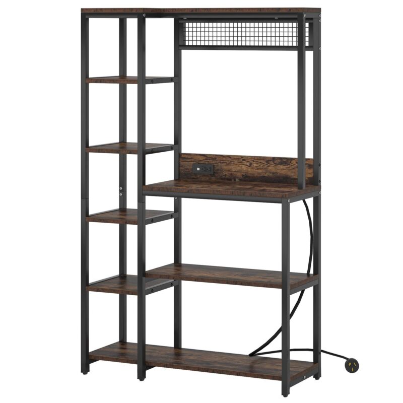 8-Tier Kitchen Baker's Rack with Power Outlets, Microwave Oven Stand - Image 2