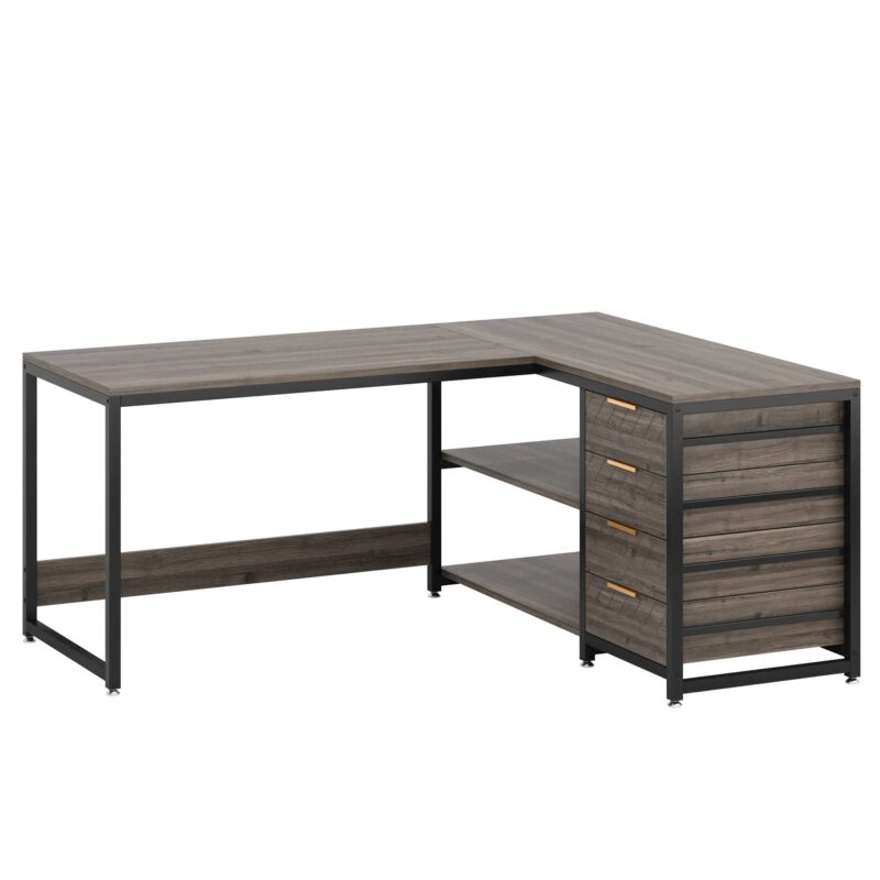 L-Shaped Desk, 59" Reversible Corner Desk with Drawers & Shelves - Image 8