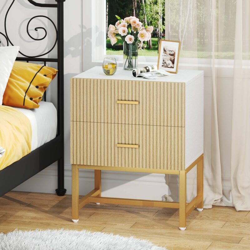 Nightstand, Modern Bed Side End Table with 2-Drawer - Image 12