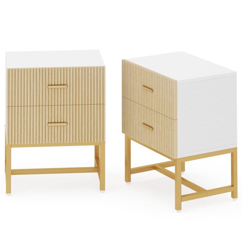 Nightstand, Modern Bed Side End Table with 2-Drawer - Image 14