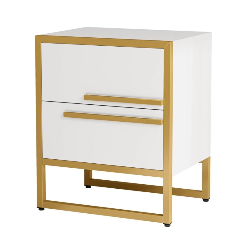 2-Drawer Nightstand, Modern Bedside Cabinet End Table - Image 2