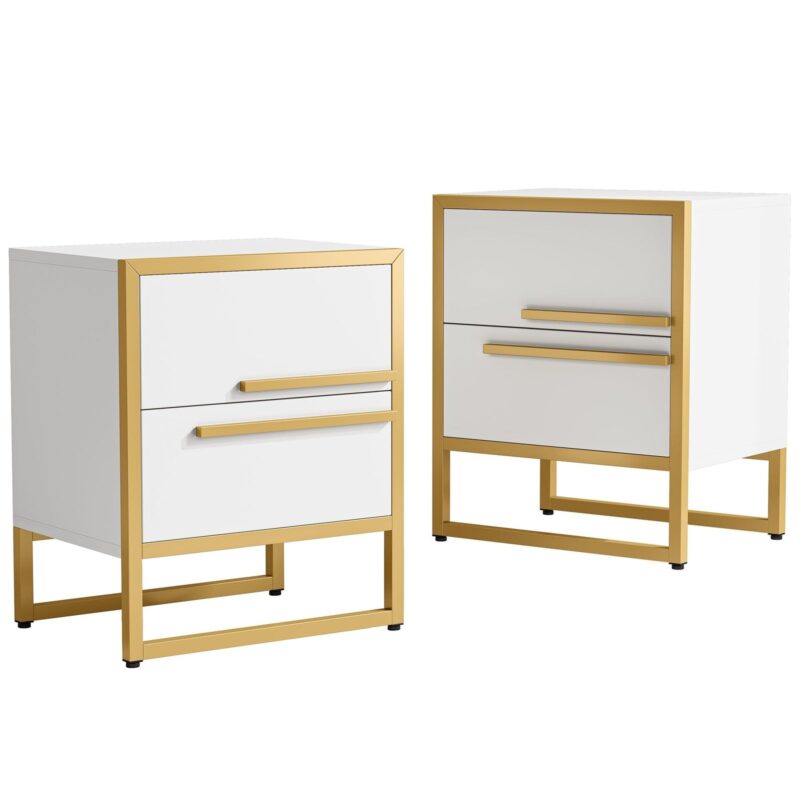 2-Drawer Nightstand, Modern Bedside Cabinet End Table - Image 7