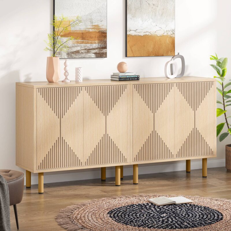 Sideboard Buffet, 58" Modern Storage Cabinet with Doors - Image 8