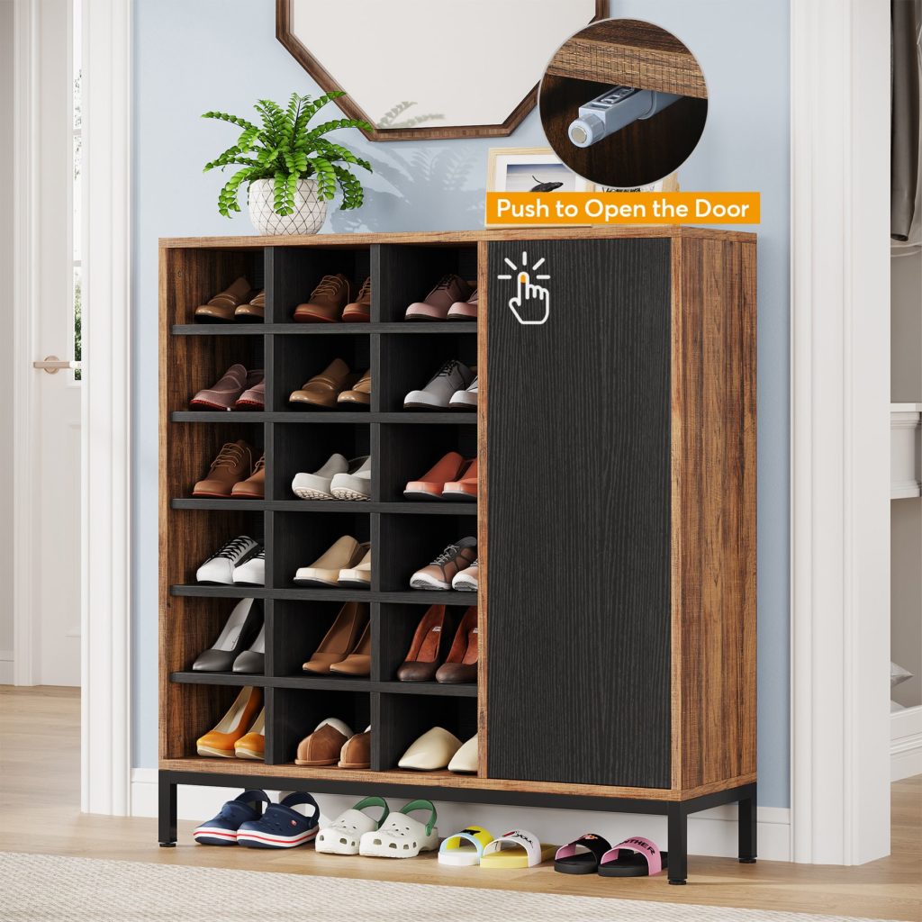 Shoe Cabinet, 6-Tier Shoe Rack with Doors & 23 Cubbies - Image 2