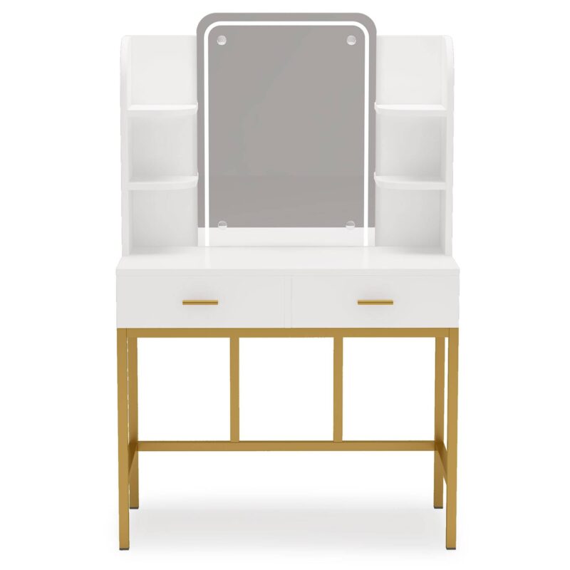 Vanity, Dressing Table Set with Storage Shelves and 2 Drawers - Image 2