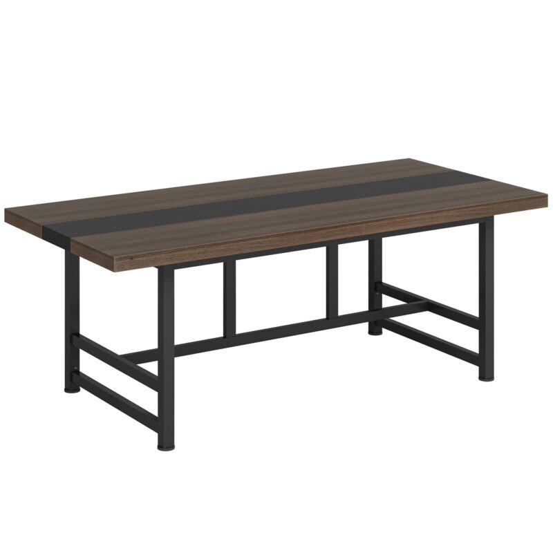 Dinning Table, 70" Home & Kitchen Table with Metal Frame - Image 2