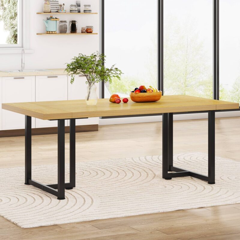 Dining Table, Industrial Rectangular Kitchen Table for 4-6 People - Image 8