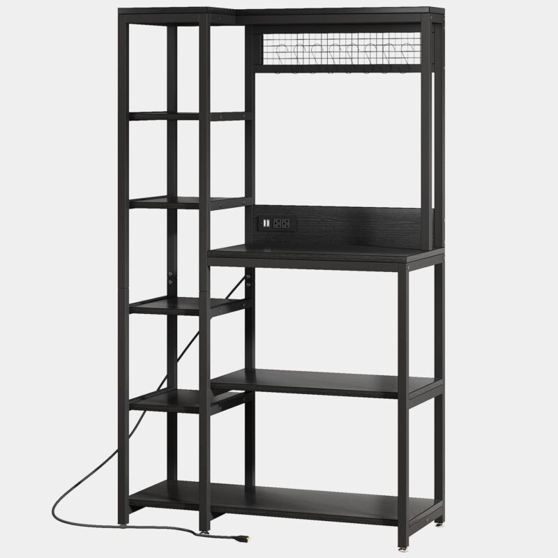 8-Tier Kitchen Baker's Rack with Power Outlets, Microwave Oven Stand - Image 9