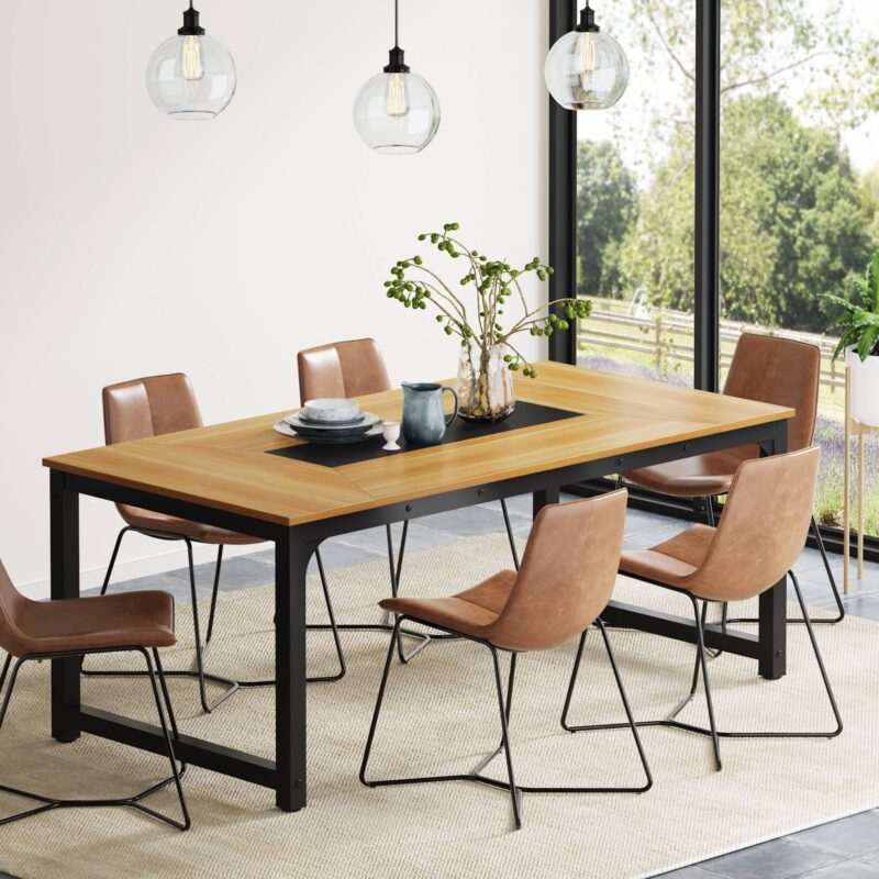 Dining Table, Industrial Kitchen Table with Metal Frame - Image 9