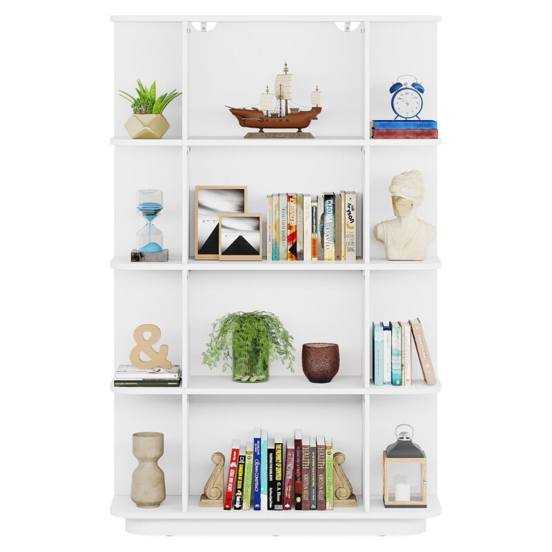 Bookshelf, Modern 5-Shelf Cube Etagere Wood Bookcases