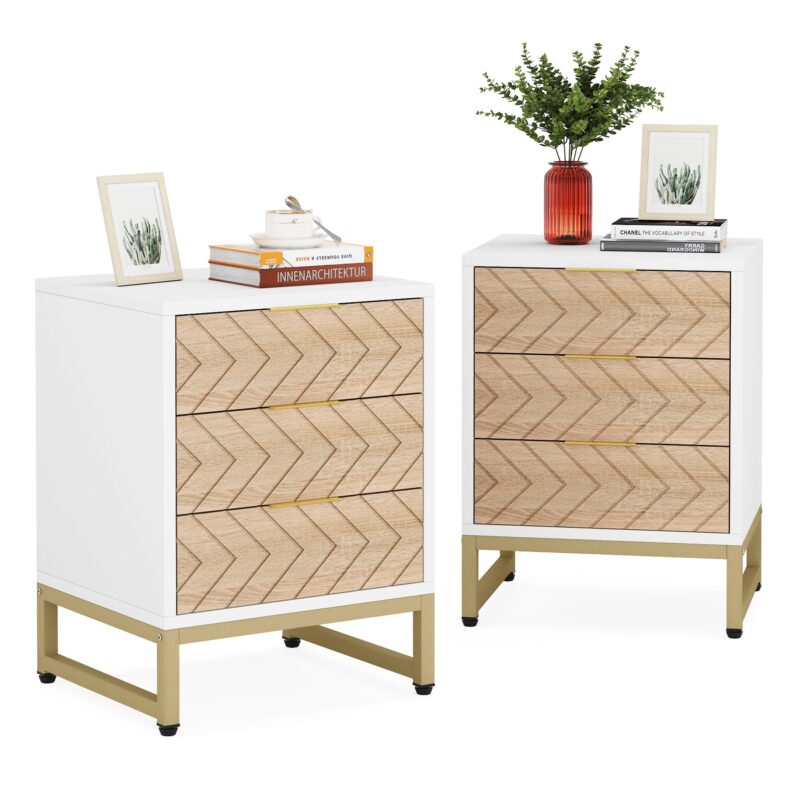 Nigntstand, Modern Bedside Table with 3 Drawers - Image 7