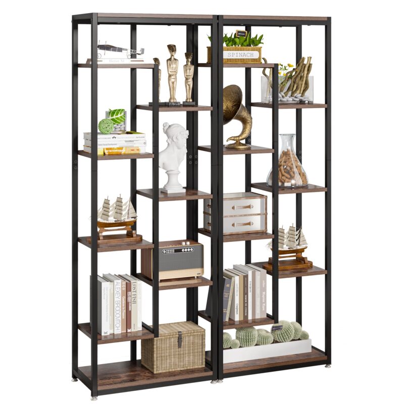 Bookshelf, 70.8" Etagere Bookcase Storage Display Shelf Unit - Image 7