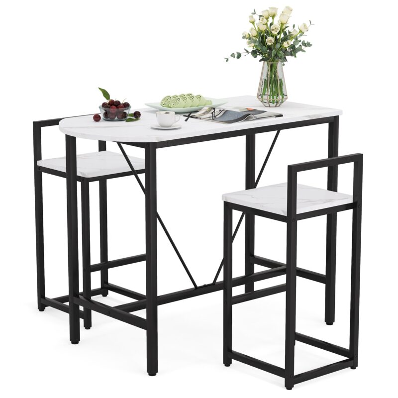 3-Piece Bar Table Set, Kitchen Pub Dining Table