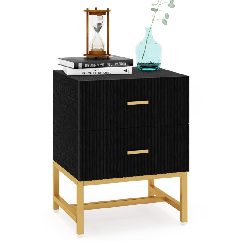 Nightstand, Modern Bed Side End Table with 2-Drawer - Image 9