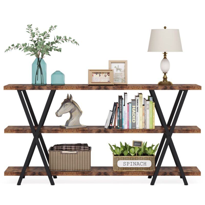 Console Table, 3-Tier Narrow Long Sofa Table with Storage - Image 2