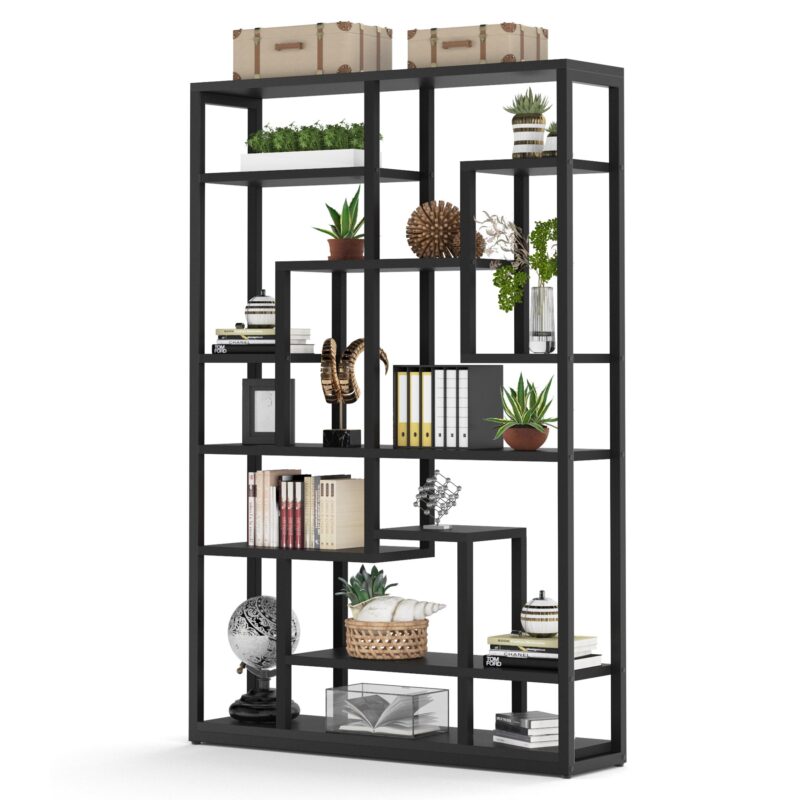 Bookshelf,  Standing Shelf Bookcase Storage Rack, Black