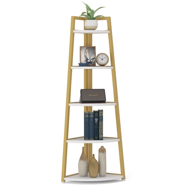 Corner Shelf, 70" Tall Corner Ladder Shelf Small Bookshelf - Image 11