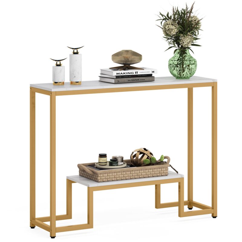 Console Table, 2-Tier Modern Hallway Table Sofa Side Table - Image 2