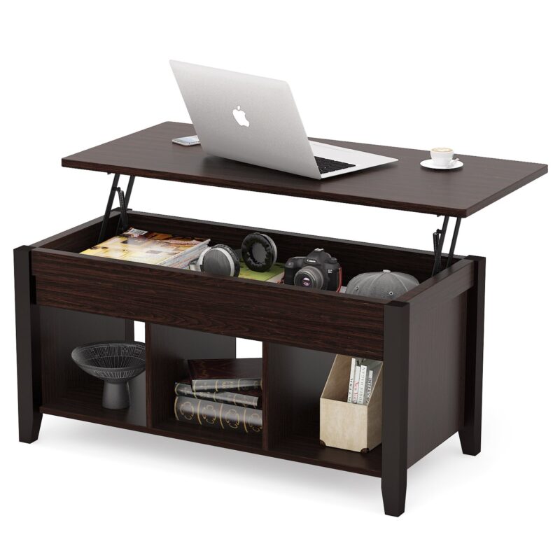 Coffee Table, Lift Top Center Table with Storage Shelves