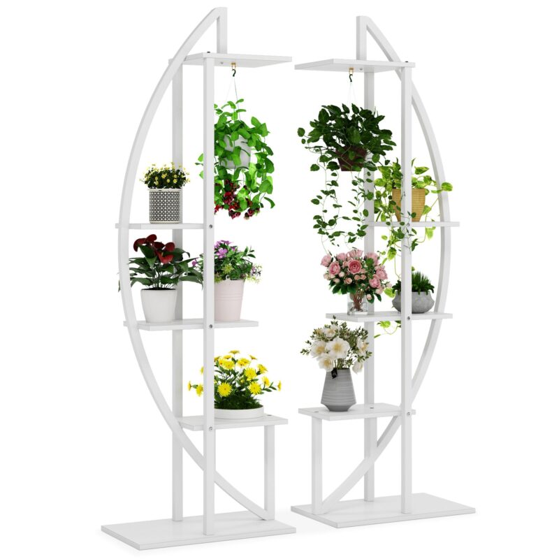 Plant Stand, 5-Tier Curved Flower Display Shelf Pack of 2 - Image 3