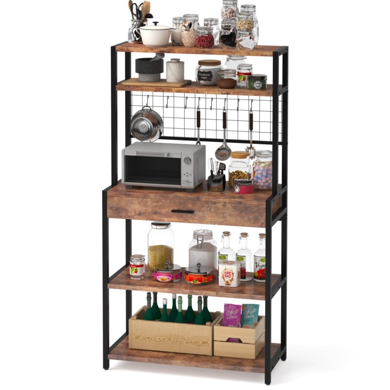 Kitchen Baker's Rack, 5-Tier Kitchen Storage Shelf with Hutch - Image 2