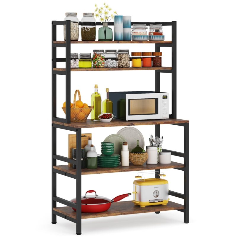 Kitchen Baker's Rack, 5-Tier Microwave Oven Stand with Hutch - Image 9