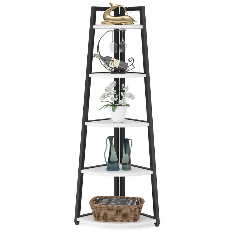 Corner Shelf, 70" Tall Corner Ladder Shelf Small Bookshelf - Image 13