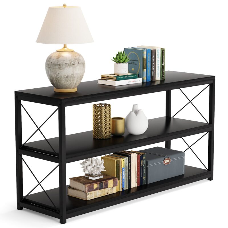 Console Sofa Table with Open Shelf, Industrial TV Stand - Image 9