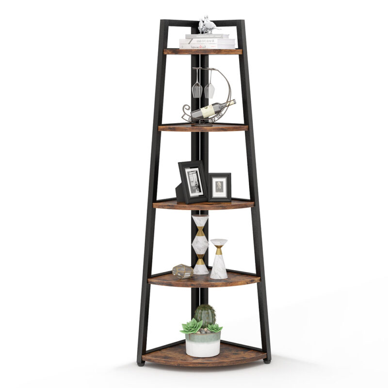 Corner Shelf, 70" Tall Corner Ladder Shelf Small Bookshelf - Image 2