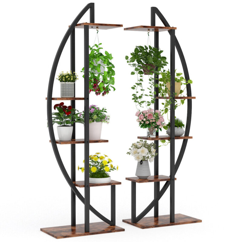 Plant Stand, 5-Tier Curved Flower Display Shelf Pack of 2 - Image 8