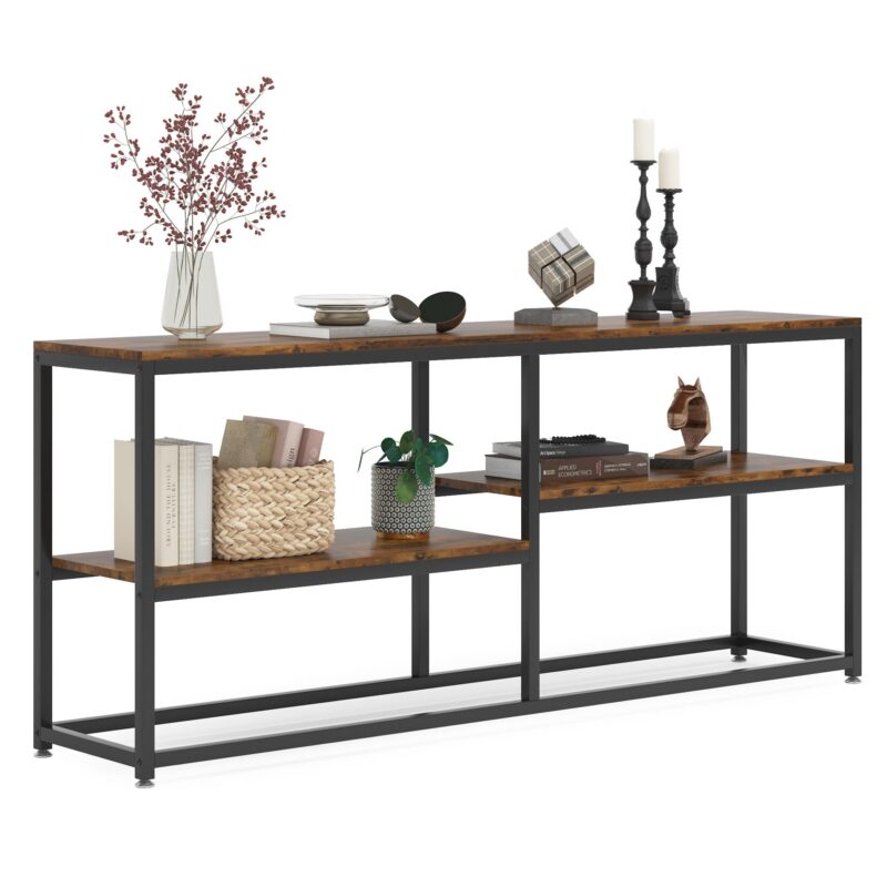 Console Table, 70.9 inch Extra Long Sofa Table with Storage Shelves