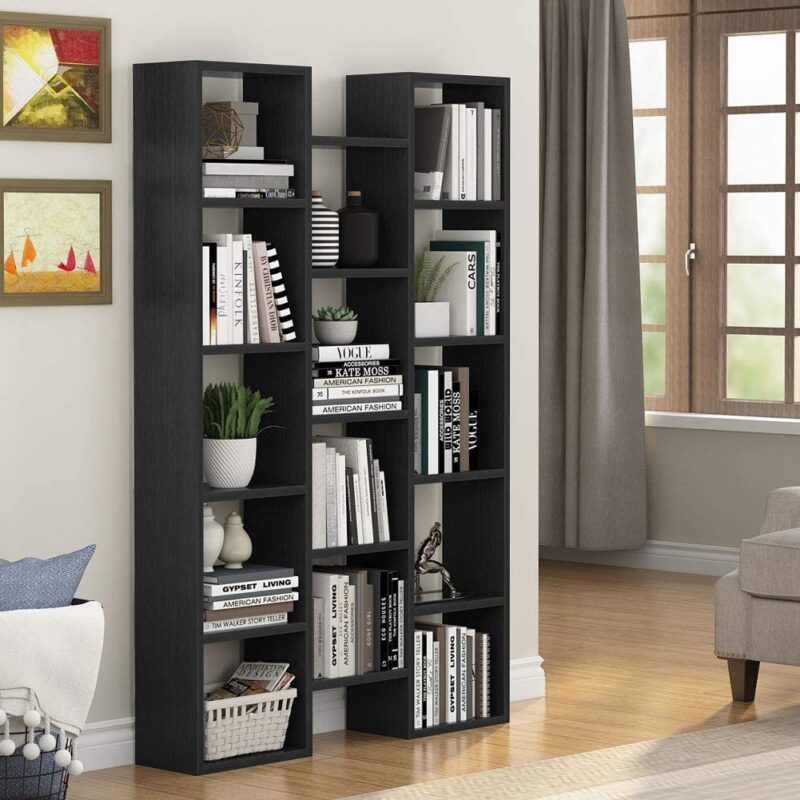 Modern Bookcase, 5-Shelf Storage Organizer with 14-Cube Display Bookshelf - Image 3