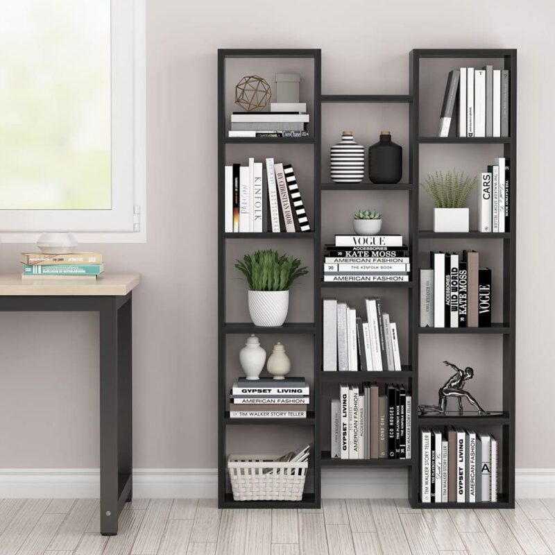 Modern Bookcase, 5-Shelf Storage Organizer with 14-Cube Display Bookshelf - Image 4