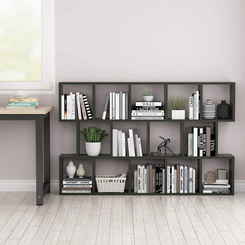 Modern Bookcase, 5-Shelf Storage Organizer with 14-Cube Display Bookshelf - Image 5