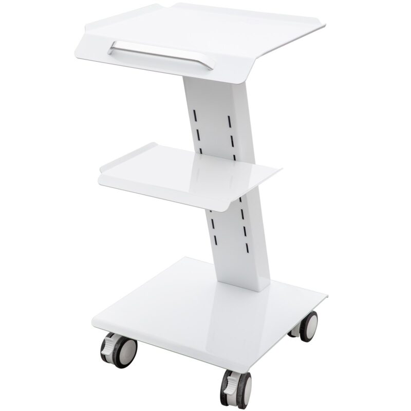 Lab Trolley, Built-in Socket Rolling Lab Cart, 3 Layers Tray Rolling Clinic Cart, 360° Silent Rolling Wheels w/ Foot Brake, 88 lbs Weight Capacity Sturdy Steel Frame, for Lab Clinic Beauty Salon - Image 8