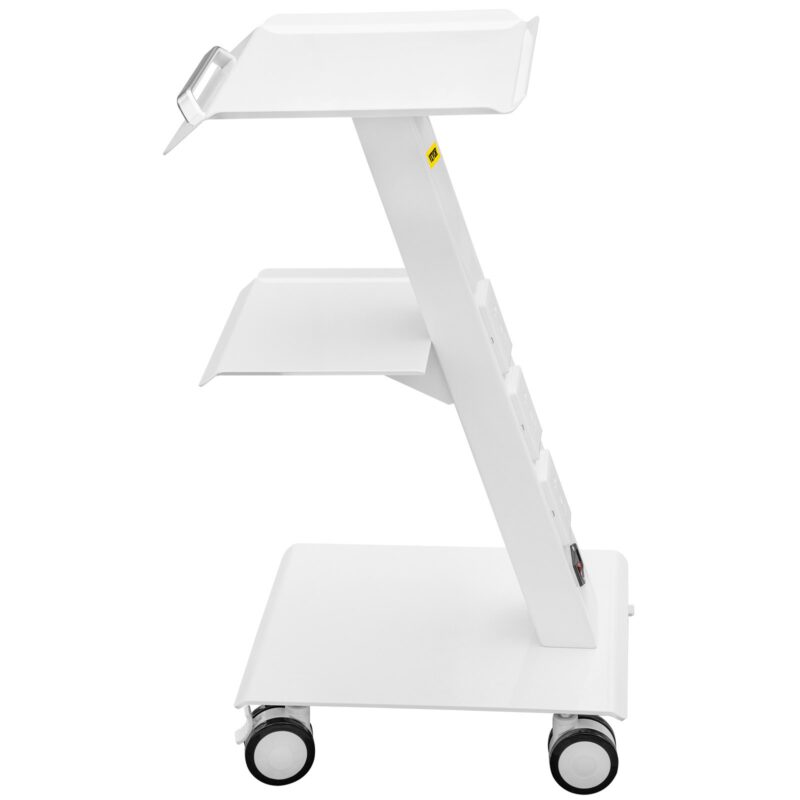 Lab Trolley, Built-in Socket Rolling Lab Cart, 3 Layers Tray Rolling Clinic Cart, 360° Silent Rolling Wheels w/ Foot Brake, 88 lbs Weight Capacity Sturdy Steel Frame, for Lab Clinic Beauty Salon - Image 9