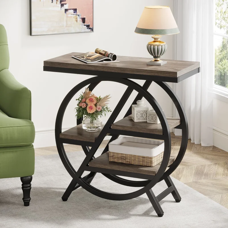 4-Tier End Table, Small Side Table Snack Table with Storage Shelves - Image 3