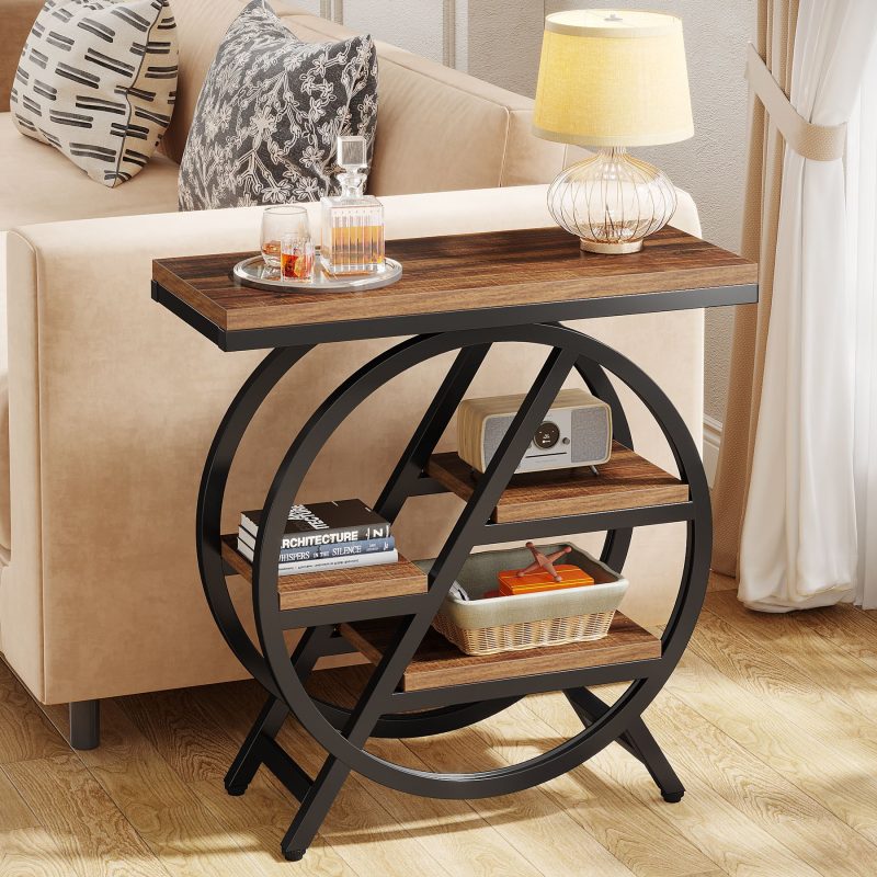 4-Tier End Table, Small Side Table Snack Table with Storage Shelves - Image 5